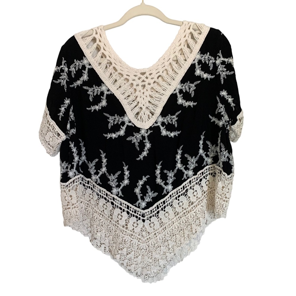 Solitaire | Size L Crochet Top Bohemian Western Festival Short Sleeve Festival - Picture 12 of 12